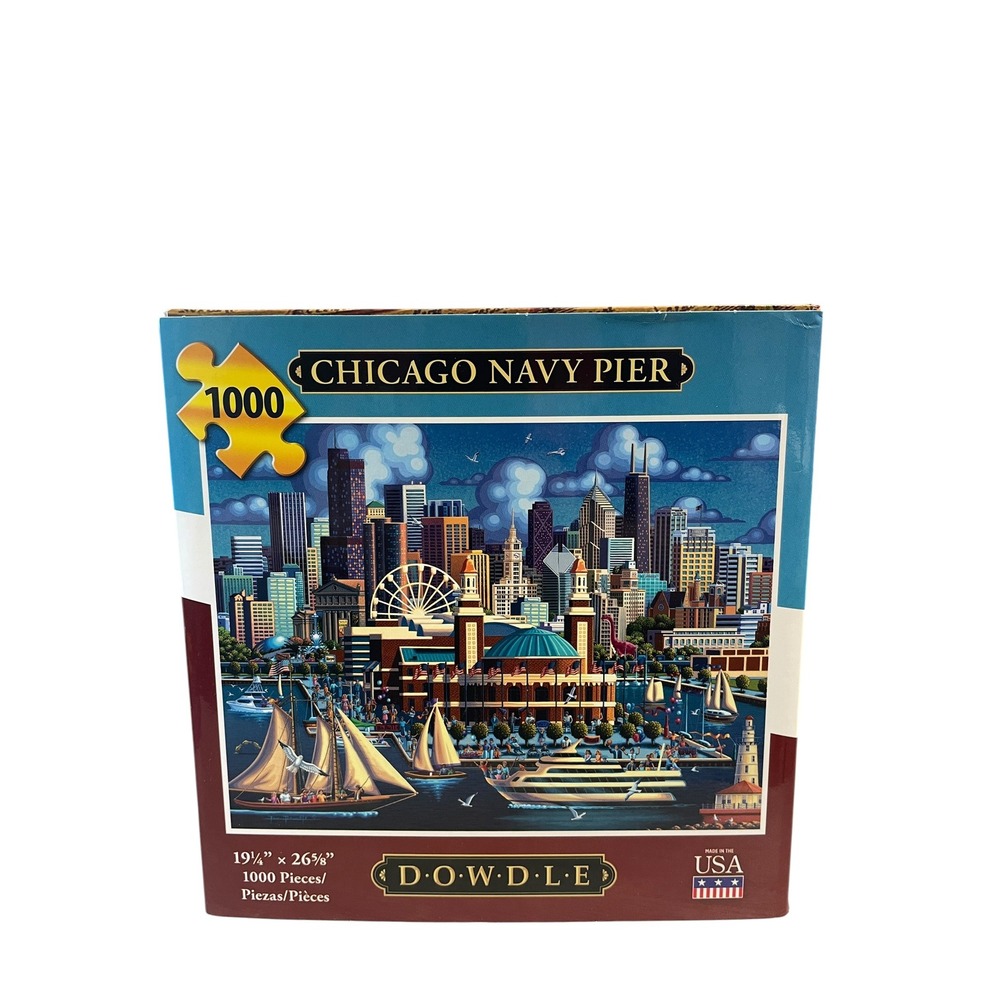 Dowdle Jigsaw Puzzle Unisex 1000 Piece Multicolor‎ Chicago Navy Pier Folk Art